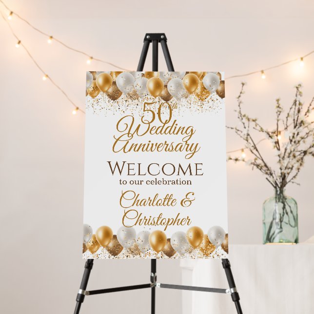 50th Anniversary Party Welcome Balloon Foam Board (In Situ (Stand))