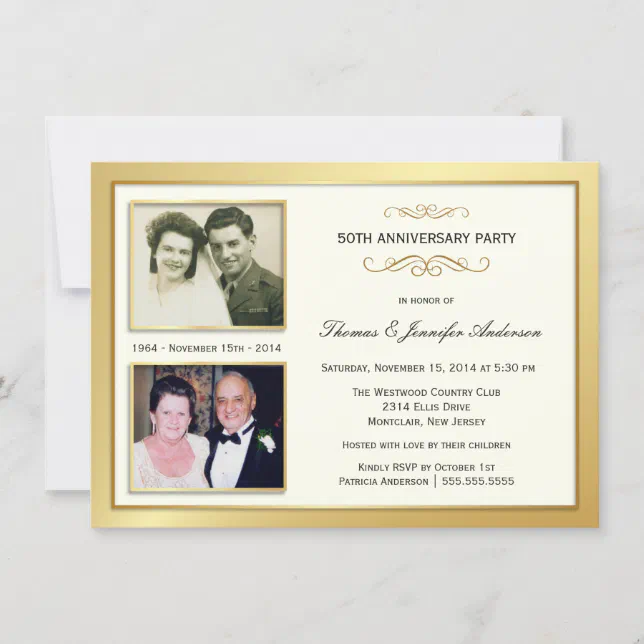 50th Anniversary Past & Present Photo Invitations | Zazzle