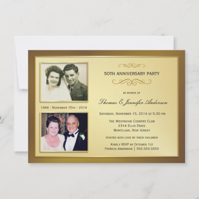 50th Anniversary Past & Present Photo Invitations (Front)