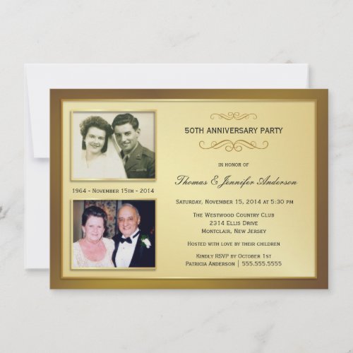 50th Anniversary Past &amp; Present Photo Invitations