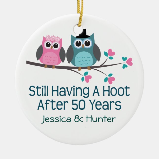 50th Anniversary Personalized Couples Gift Ceramic Ornament (Front)
