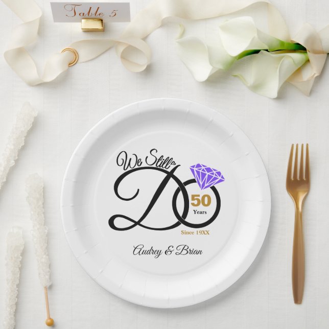 50th Anniversary Personalized Paper Plates (Wedding)