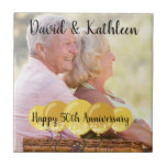 50th Anniversary Personalized Photo Tile Trivet<br><div class="desc">Create a lasting keepsake to commemorate a special event with this personalized festive ceramic tile trivet. With its illustrations of gold colored party balloons it's perfect for a 50th anniversary gift. Upload your own photo, enter your personalized text and you're good to go! Throwing a fiftieth anniversary party? Find coordinating...</div>