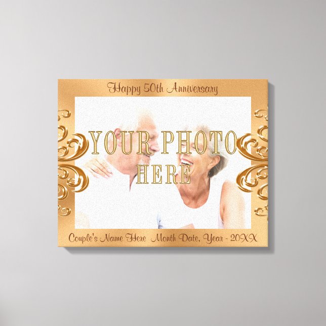 50th Anniversary PHOTO Canvas with Names and Dates Print (Front)