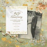 50th Anniversary Photo Golden Hearts Save the Date Announcement Postcard<br><div class="desc">Designed to coordinate with our 50th Anniversary Golden Love Hearts Confetti collection. Personalise with your special fifty years golden anniversary save the date information in chic typography and your wedding photo on the reverse. Designed by Thisisnotme©</div>