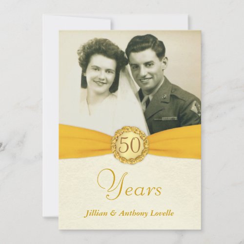 50th Anniversary Photo Invitations -Antique Damask