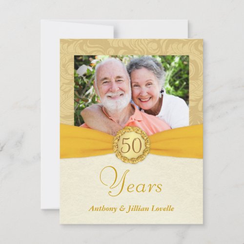 50th Anniversary Photo Invitations -Antique Damask