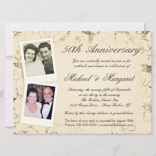 50th Anniversary - Photo Invitations - Then &amp; Now