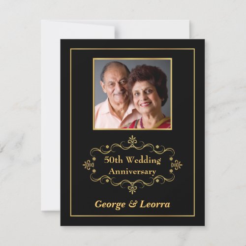 50th Anniversary Party - Vintage Black &amp; Gold Personalized Announcement