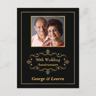 50th Anniversary Photo - Vintage Black & Gold Invitation