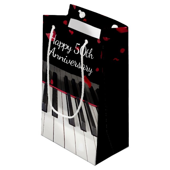 50th Anniversary Piano Keyboard Small Gift Bag (Front Angled)