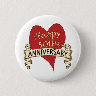 50th. Anniversary Pinback Button