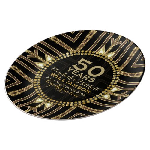 50th Anniversary Plate | Black+ Gold Art Deco