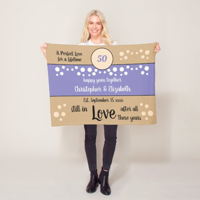 50th Anniversary purple and gold still in love Fleece Blanket (In Situ)