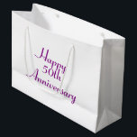 50th Anniversary Purple Text Template Gift Bag<br><div class="desc">Celebrate someone's milestone anniversary (or just an "ordinary" anniversary!) by buying them a nice gift (available here or somewhere else) and placing the gift in this bag (because we don't think the bag--while quite lovely--is gift enough). Trust us, this bag will accentuate the gift. Use the EZ template to change...</div>