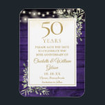 50th Anniversary Purple Wood Save The Date Magnet<br><div class="desc">Featuring delicate watercolor country garden greenery and pretty string lights on a purple wood panels background,  this chic rustic save-the-date anniversary invitation can be personalized with your special 50 years anniversary celebration information. Designed by Thisisnotme©</div>
