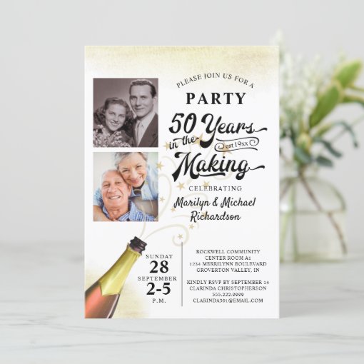 50th Anniversary Retro YEARS IN THE MAKING Photo Invitation | Zazzle