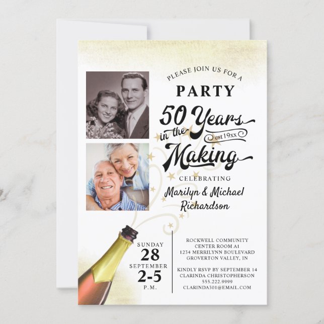 50th Anniversary Retro YEARS IN THE MAKING Photo Invitation (Front)