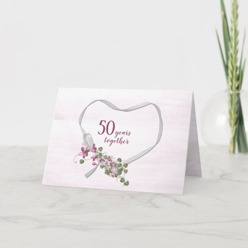 50th Anniversary Ribbon Heart Card