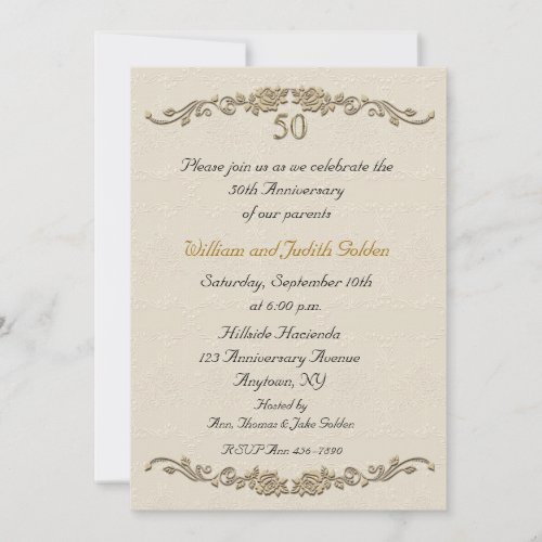 50th Anniversary Rose Border Invitation