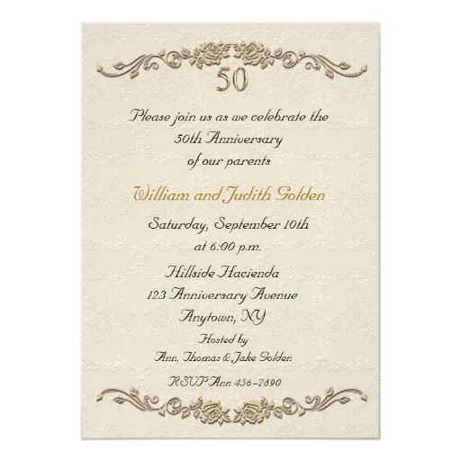 50th Anniversary Rose Border Invitation | Zazzle