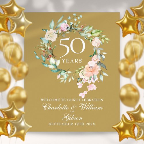 50th Anniversary Roses Garland Welcome Sign