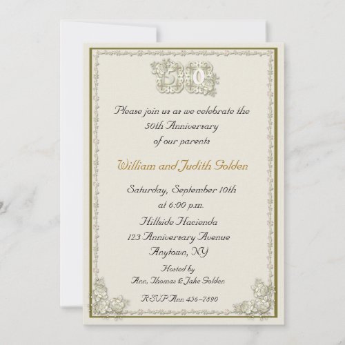 50th Anniversary Roses Invitation