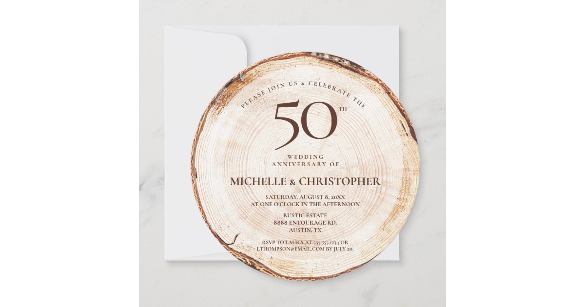 50th anniversary Rustic Wedding Tempate Invitation | Zazzle