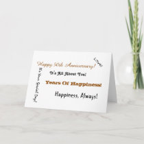 50th Anniversary sayings in black & gold on white. Card