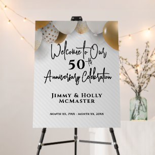50th Anniversary Sign Gold and Black Welcome