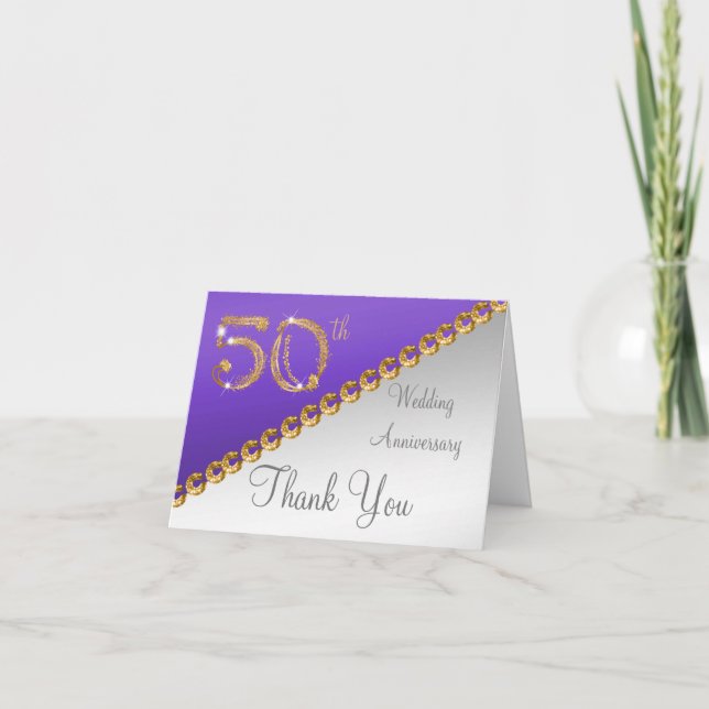 50th Anniversary Silver & Gold, Purple Thank You (Front)