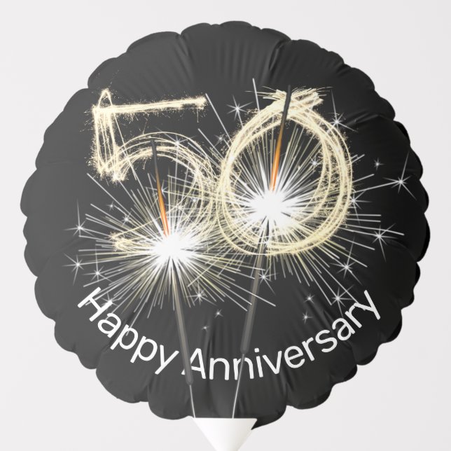 50th Anniversary Sparklers on Black  Balloon (Front)