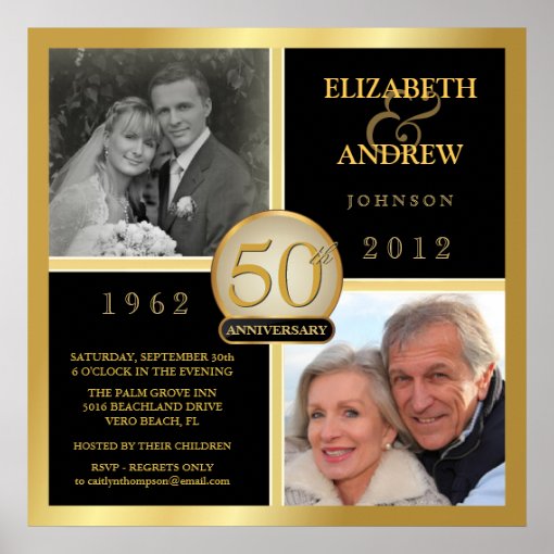 50th Anniversary Square Poster - 2 photos | Zazzle