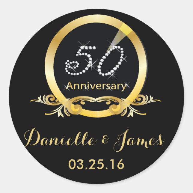 50th Anniversary Stickers - Gold Round (Front)