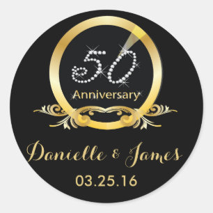50th Anniversary Stickers - Gold Round