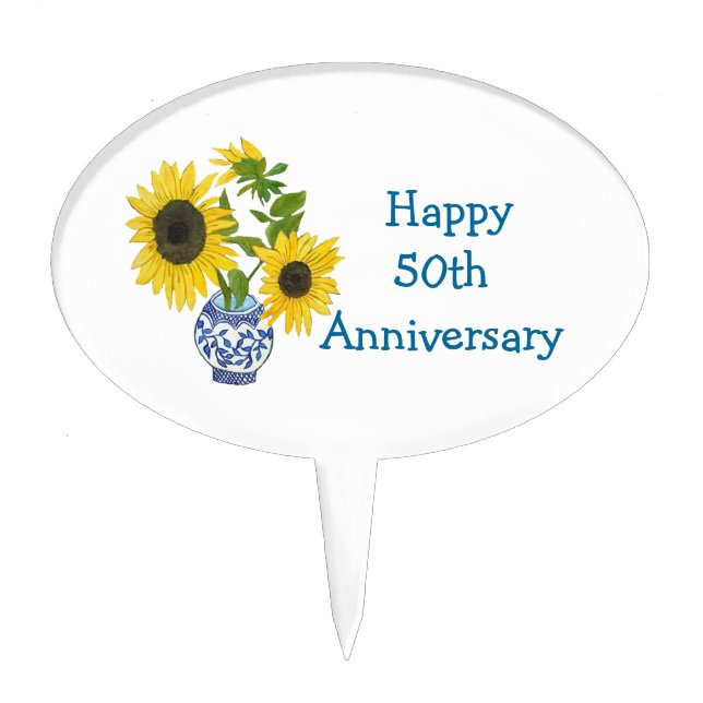 50th Anniversary Sunflower Cake Pick (Front)