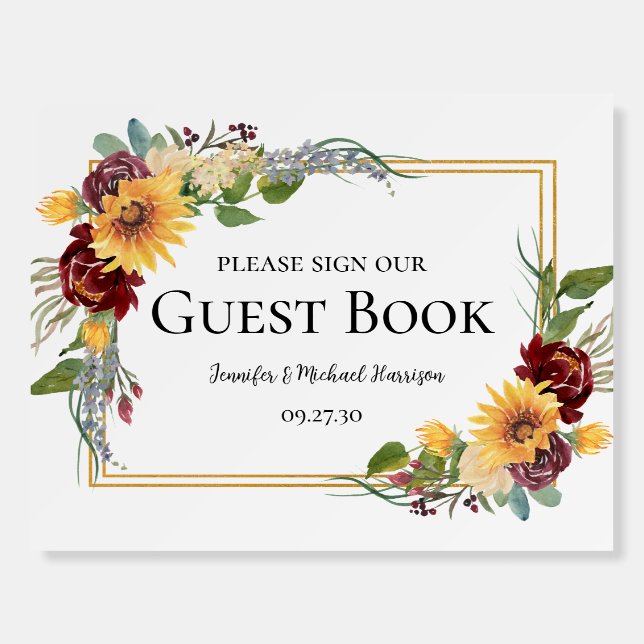50th Anniversary Sunflowers Guest Book Foam Board (Front)
