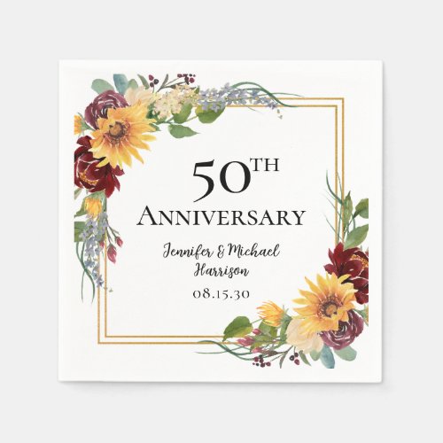 50th Anniversary Sunflowers Napkins
