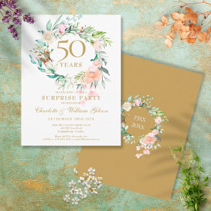 50th Anniversary Surprise Party Roses Garland Postcard