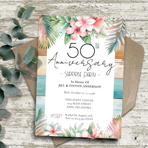 50th Anniversary Surprise Party Tropical  Invitation