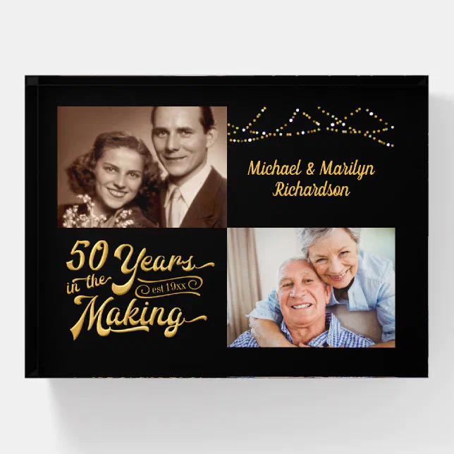 50th Anniversary Then and Now Photo Keepsake Paperweight | Zazzle