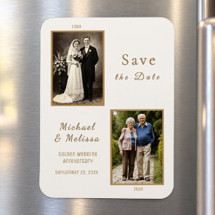 50th Anniversary Then and Now Photo Save the Date  Magnet