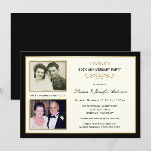 50th Anniversary Then &amp; Now Photo Invitations