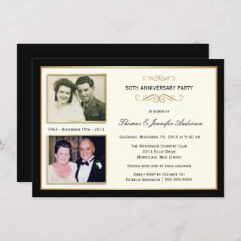 50th Anniversary Then & Now Photo Invitations by SquirrelHugger at Zazzle