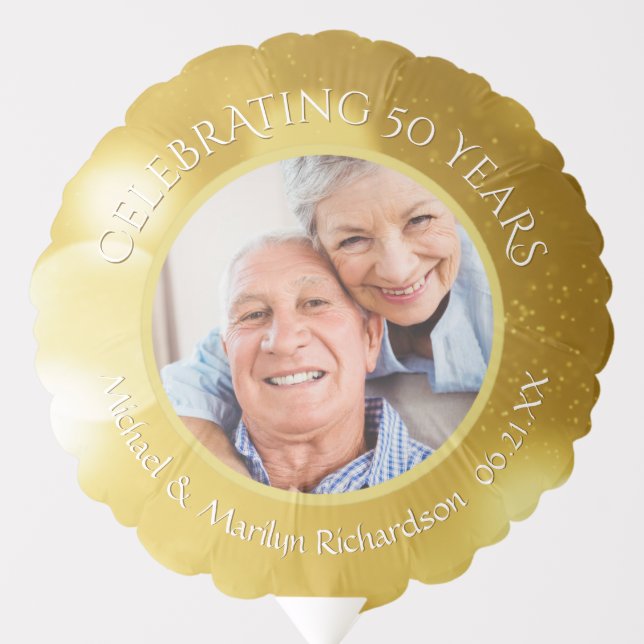 50th Anniversary | Then & Now Photos Personalized Balloon (Front)