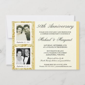 50th Anniversary Then Now Two Photos Invitation by SquirrelHugger at Zazzle