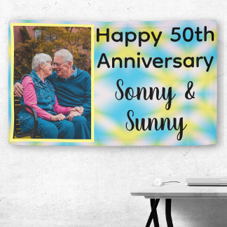 50th Anniversary Tie Dye One Photo Banner