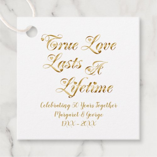 50th Anniversary True Love Lasts a Lifetime Favor Tags