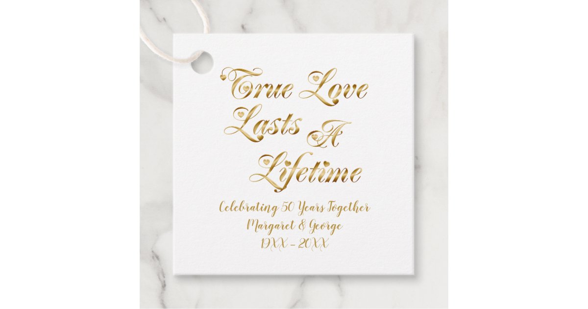 Personalized Gold 50th Wedding Anniversary Favor Tags