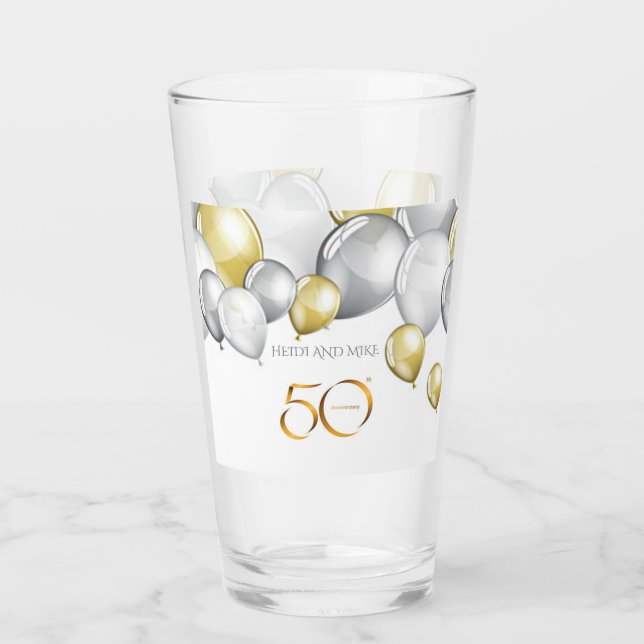 50th Anniversary tumbler/glass. Personalized name. Glass (Front)
